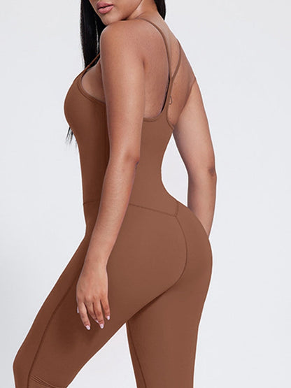 BUYCO Female Fitted Big U Collar Backless Jumpsuit