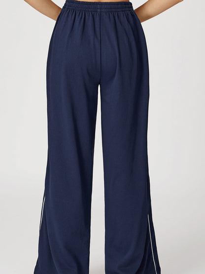 BUYCO Female Casual Loose Contrast Color Stripe High-rise Pants