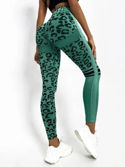 BUYCO Female Leopard Ruched Back Quick-dry Leggings
