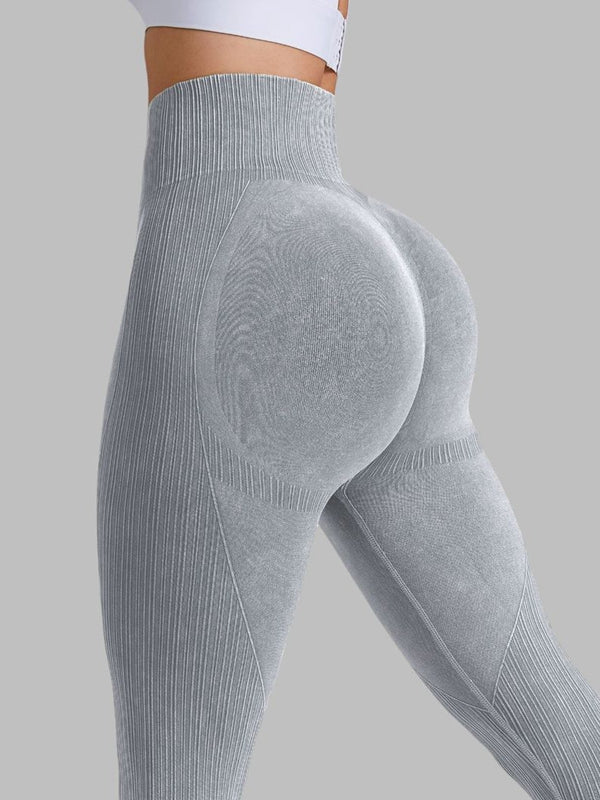 BUYCO Female Ribbed Denim Ruched Back Leggings