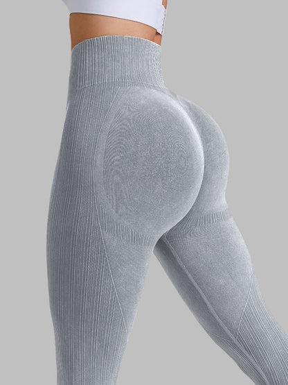 BUYCO Female Ribbed Denim Ruched Back Leggings