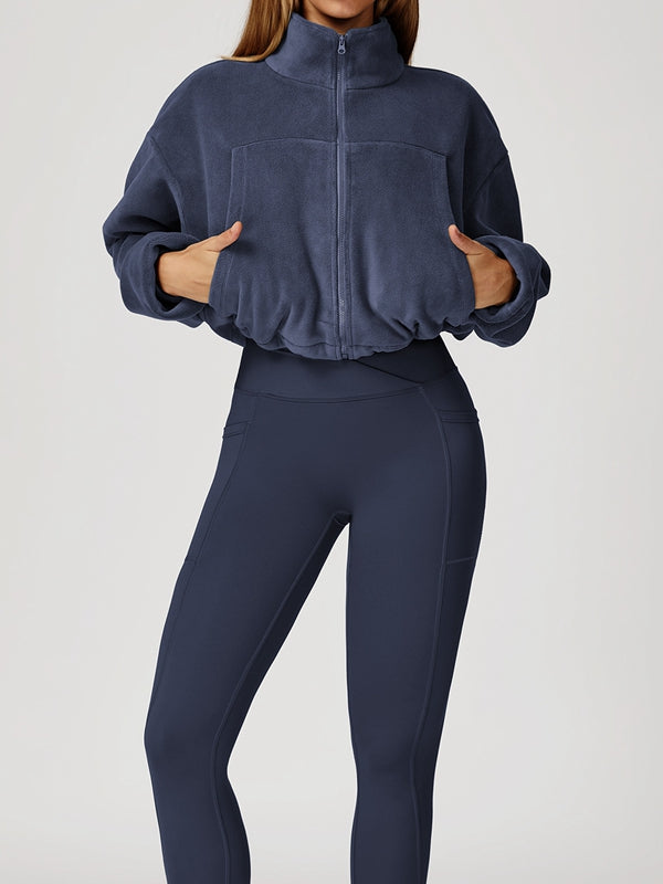 BUYCO Female Fleece Pocket Cropped Jacket