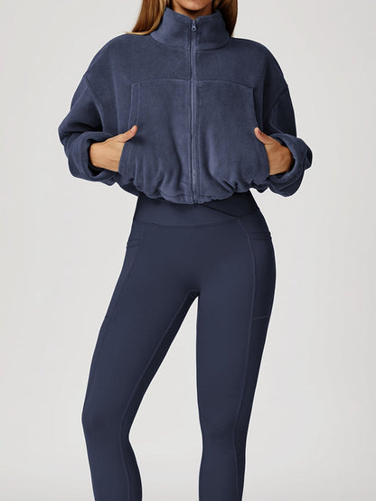 BUYCO Female Fleece Pocket Cropped Jacket