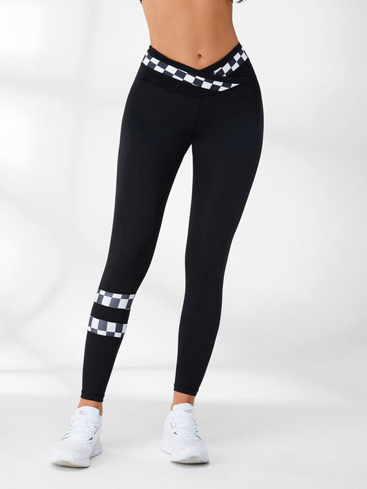 BUYCO Female Chessboard V Shaped-waist Leggings