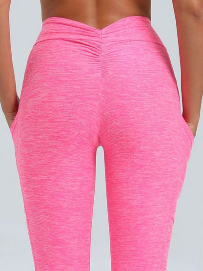 BUYCO Female Deep V Back Pocket Ruched Back Leggings