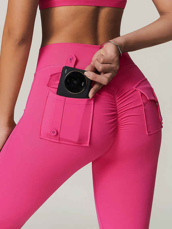 BUYCO Female Pocket Ruched Back Cargo Leggings