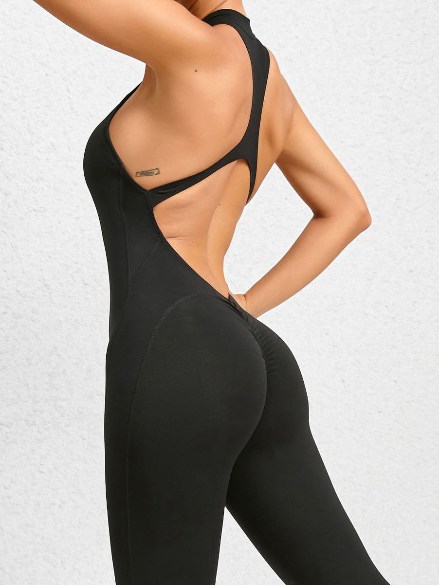 BUYCO Female Zipper Backless Ruched Back Jumpsuit