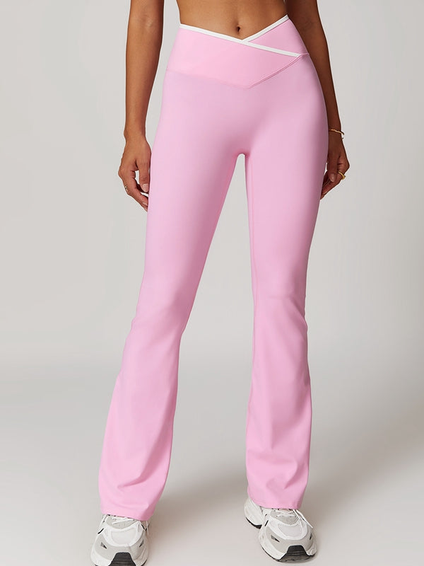 BUYCO Female Contrast Color V-shape Waist Flare Leggings