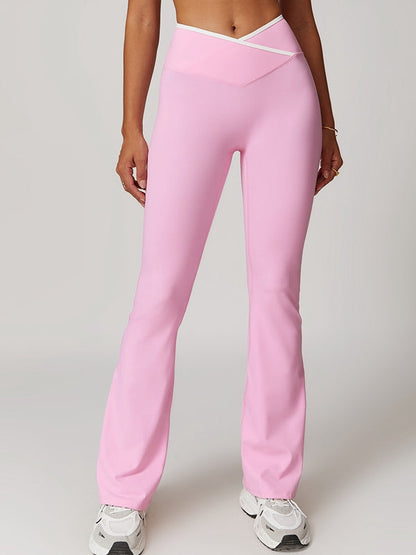 BUYCO Female Contrast Color V-shape Waist Flare Leggings