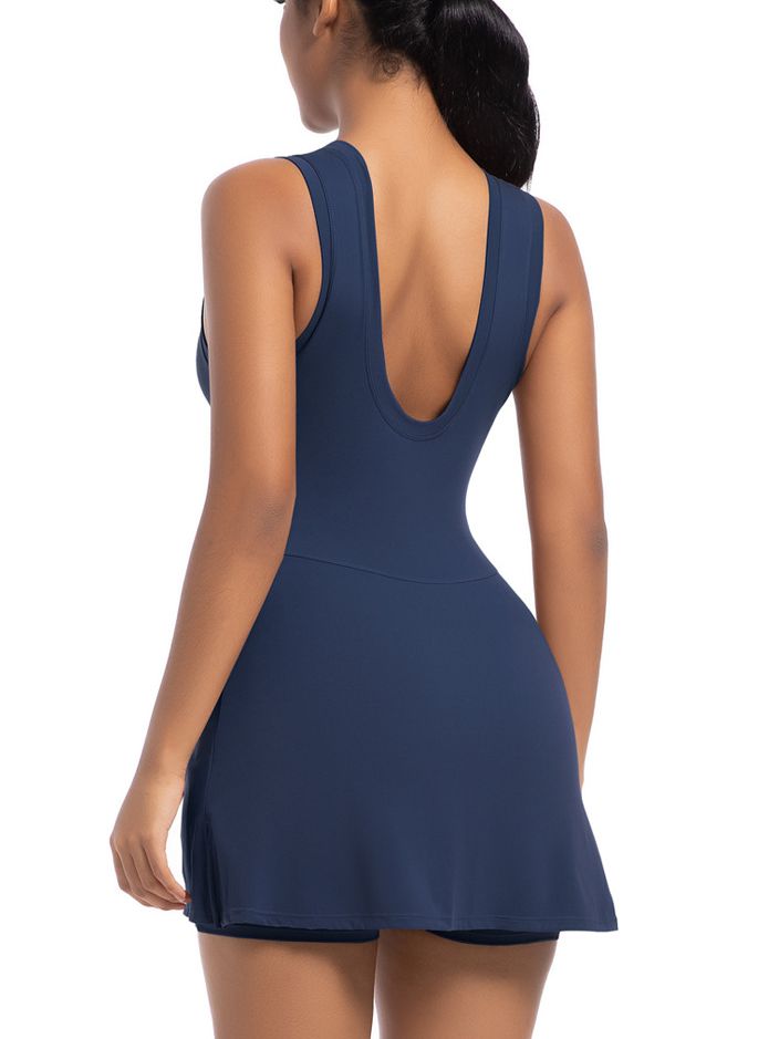 BUYCO Female Solid Color 2 in 1 Design Quick-dry Dress
