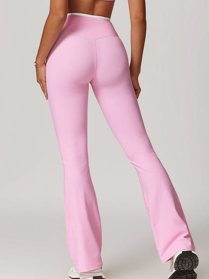 BUYCO Female Contrast Color V-shape Waist Flare Leggings