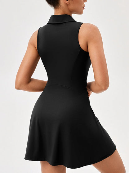 BUYCO Female Lapel Collar Zipper Short Dress