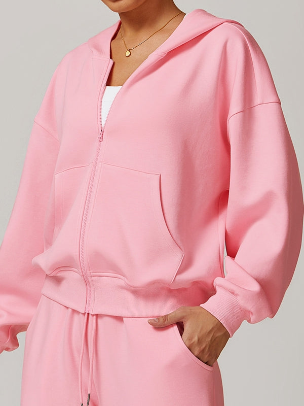 BUYCO Female Pocket Zipper Casual Hoodie