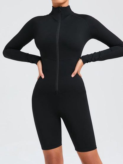 BUYCO Female Zipper Stand Collar Long-Sleeved Romper