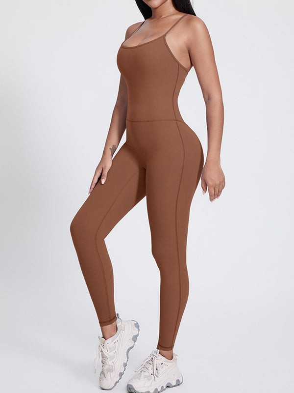 BUYCO Female Fitted Big U Collar Backless Jumpsuit