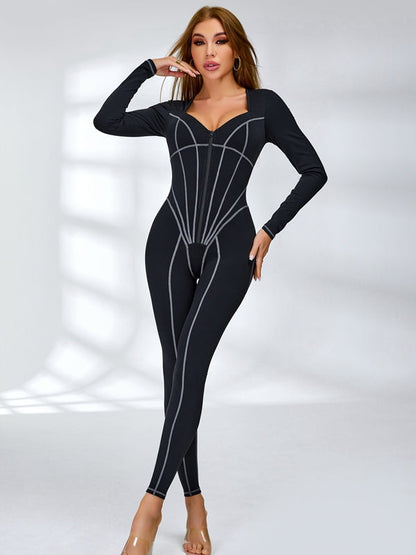 BUYCO Female Tummy Control Zipper Hip-lift Jumpsuit
