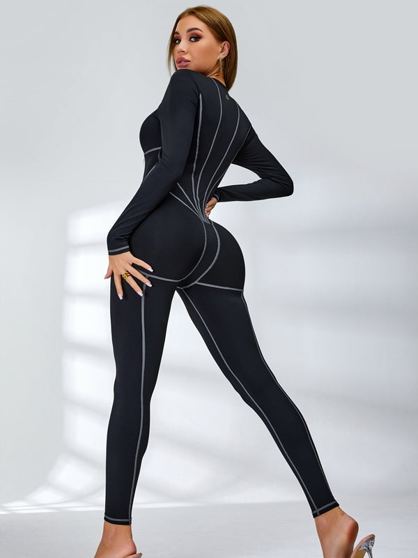 BUYCO Female Tummy Control Zipper Hip-lift Jumpsuit