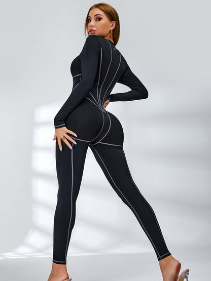 BUYCO Female Tummy Control Zipper Hip-lift Jumpsuit