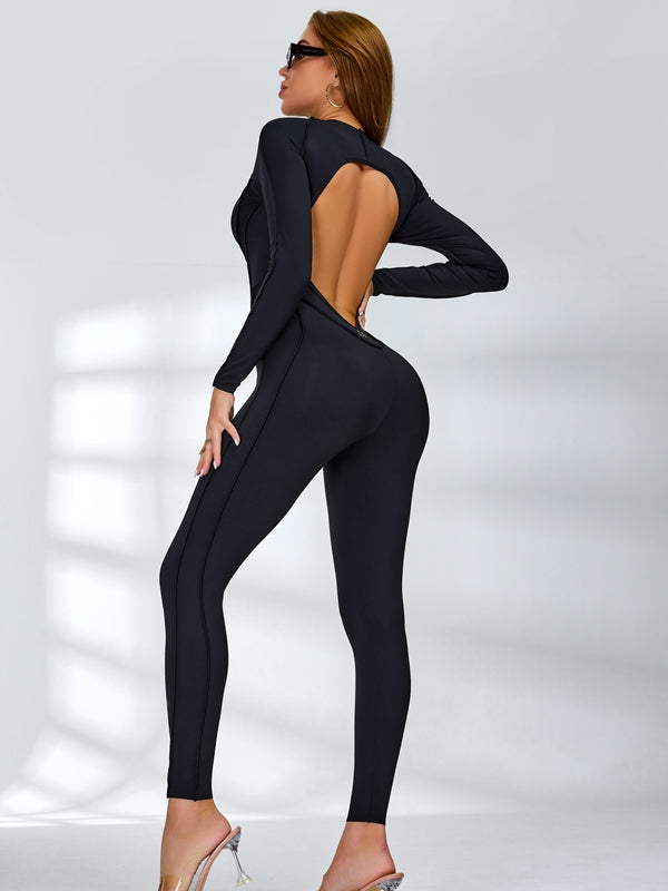 BUYCO Female Heart Backless Long Sleeves Jumpsuit