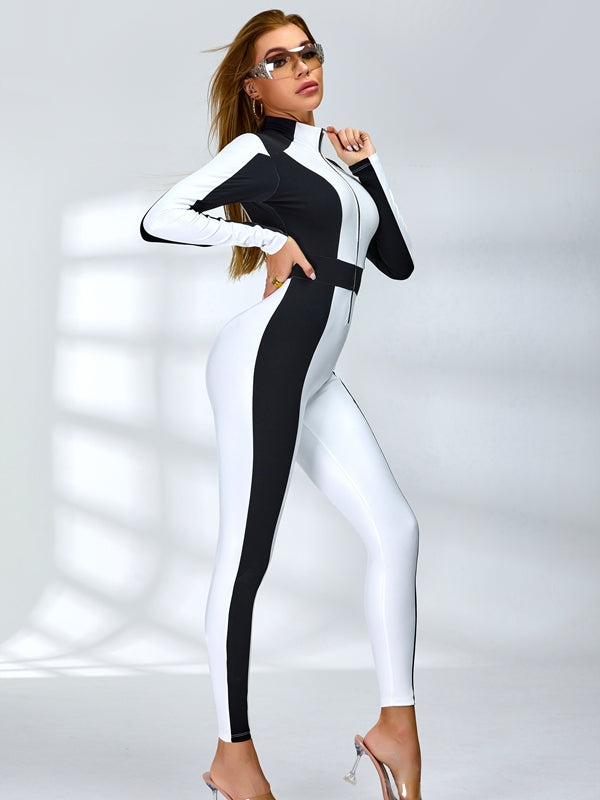 BUYCO Female "SciFi Heroine" Contrast Color PU Half Zipper Ski Jumpsuit