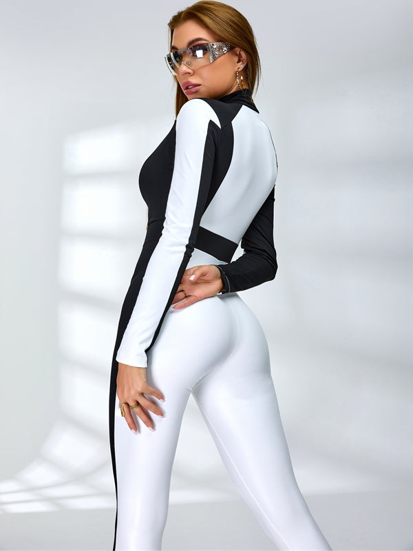 BUYCO Female "SciFi Heroine" Contrast Color PU Half Zipper Ski Jumpsuit