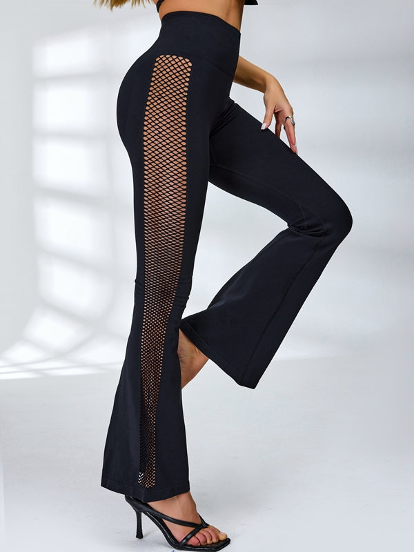 BUYCO Female Quick-dry Fishnet Flare Ruched Back Cross Back Tracksuit