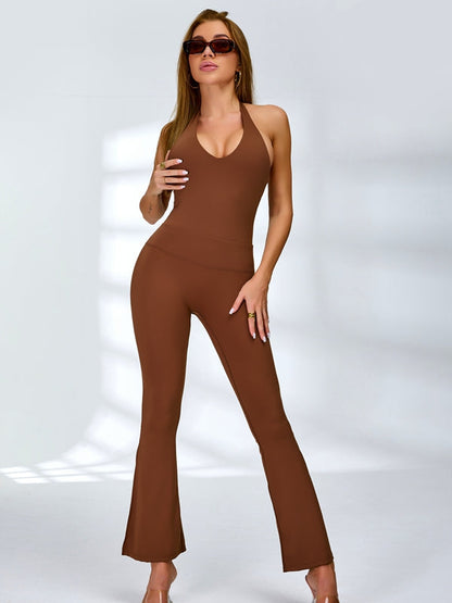 BUYCO Female Halter Split Flare Jumpsuit