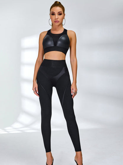 BUYCO Female PU Fishnet Breathable Sports Bras