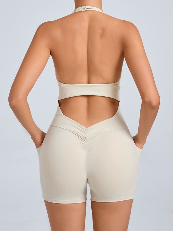 BUYCO Female Front Folds Backless Pocket Romper