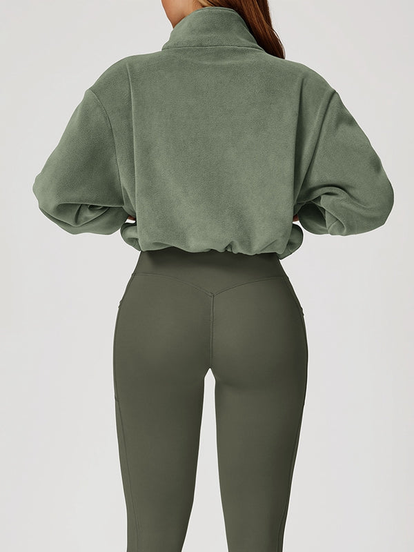 BUYCO Female Fleece Pocket Cropped Jacket