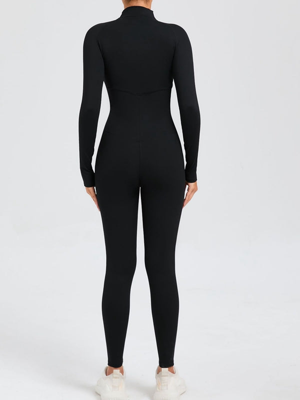 BUYCO Female Zipper Stand Collar Long-Sleeved Jumpsuit