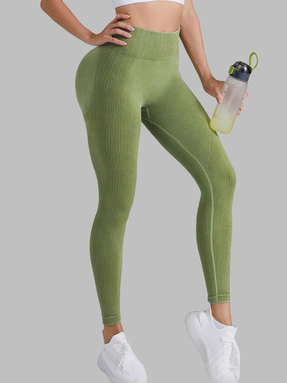 BUYCO Female Ribbed Denim Ruched Back Leggings