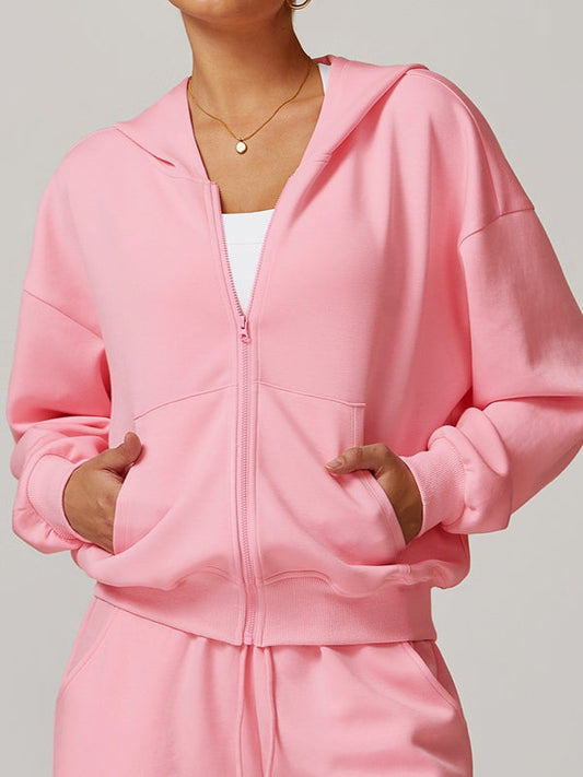 BUYCO Female Pocket Zipper Casual Hoodie