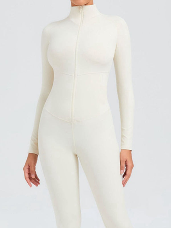 BUYCO Female Zipper Stand Collar Long-Sleeved Jumpsuit