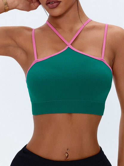 BUYCO Female Cross Back Contrast Color Sports Bras