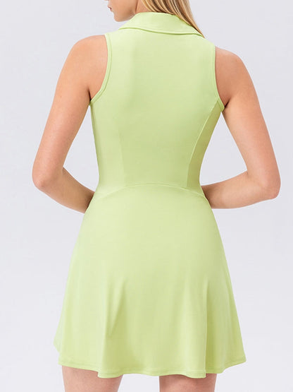 BUYCO Female Lapel Collar Zipper Short Dress