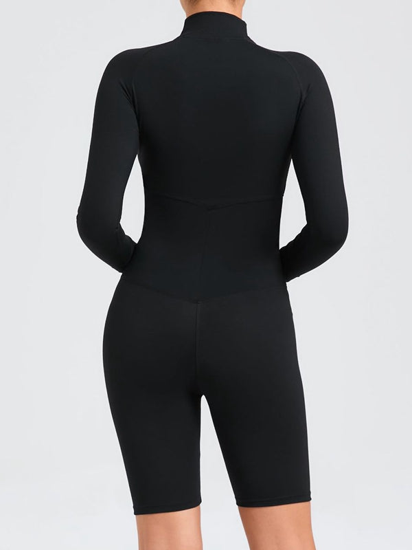 BUYCO Female Zipper Stand Collar Long-Sleeved Jumpsuit