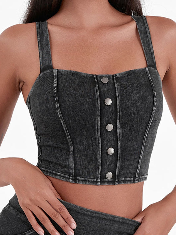 BUYCO Female Denim Button Tank