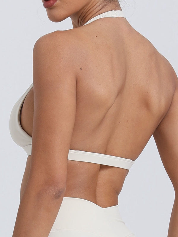 BUYCO Female Deep V Collar Backless Sports Bras
