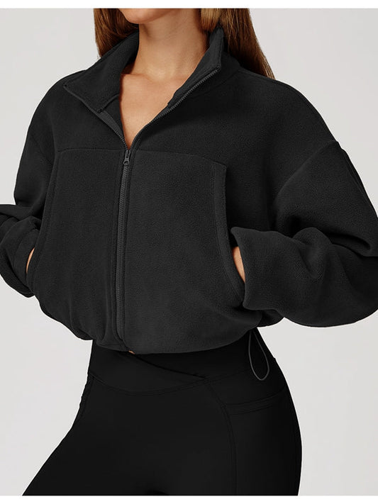 BUYCO Female Fleece Pocket Cropped Jacket