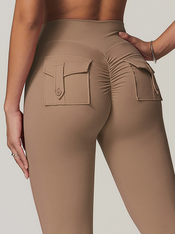 BUYCO Female Pocket Ruched Back Cargo Leggings
