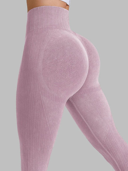 BUYCO Female Ribbed Denim Ruched Back Leggings
