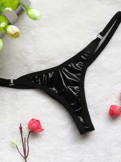 BUYCO Female PU Glossy T-back Panties