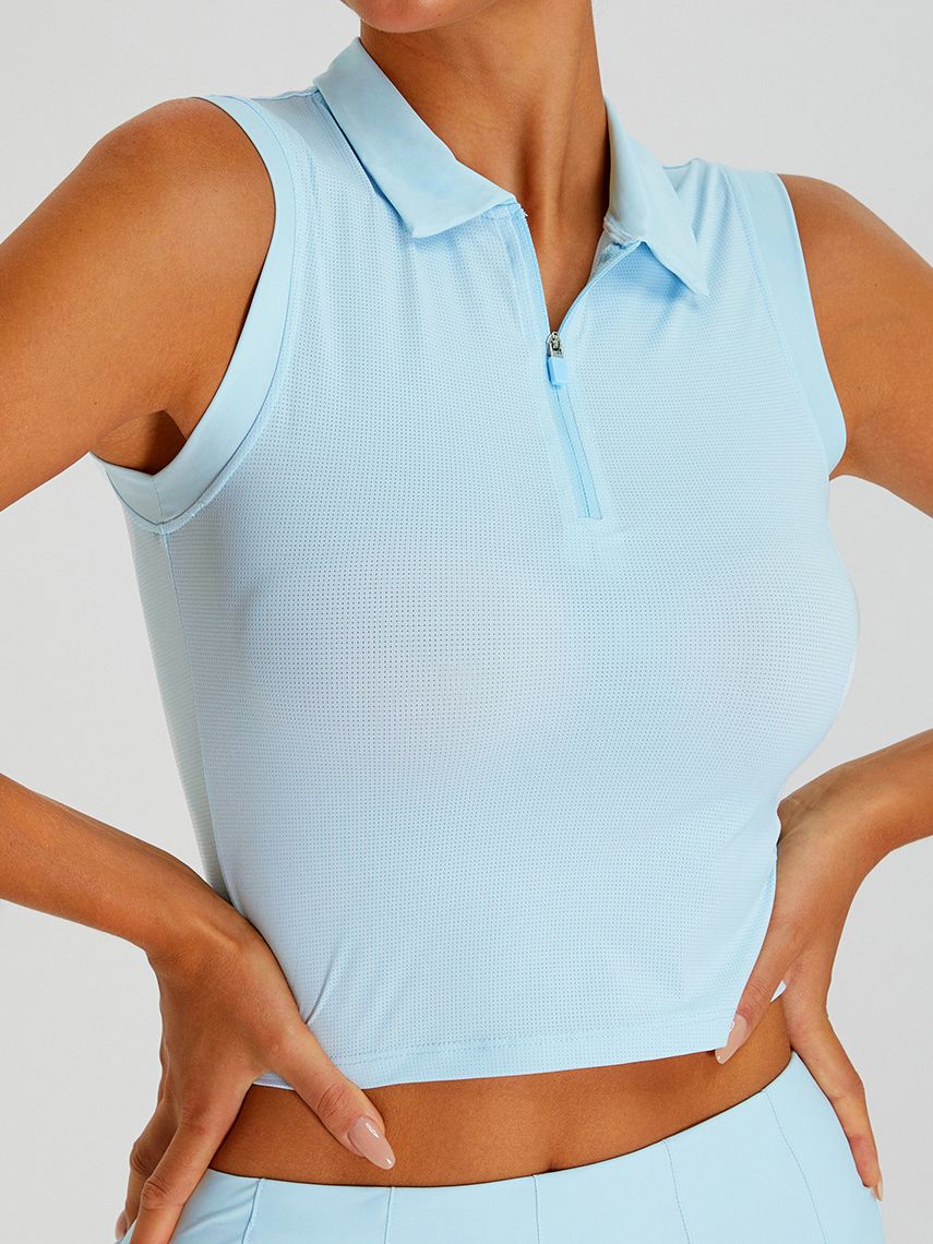 BUYCO Female Stand Up Collar Zipper Pleated 2 in 1 Quick Dry Tennis Skirts Suit