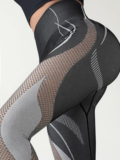 BUYCO Female Fitted Fishnet Contrast Color Print Leggings