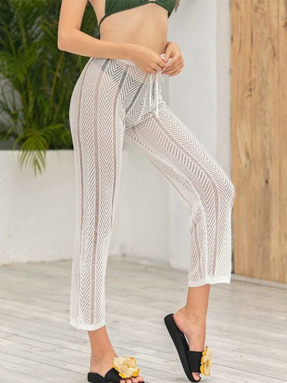 BUYCO Female Hollow Out Fishnet Beach Pants Swimwear Cover-up Without Bikini Set