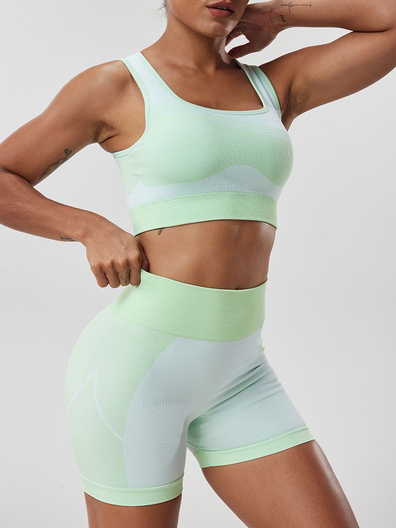 BUYCO Female Ruched Back with Chest Pads Elastic Tight Short Tracksuit