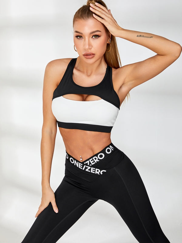 BUYCO Female Print Contrast Color V-shape Waist Leggings