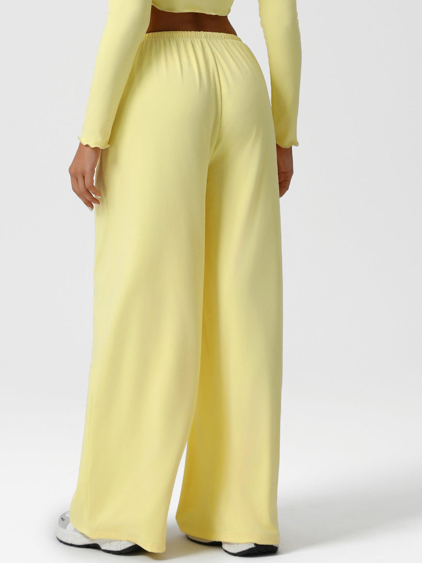 BUYCO Female Drawstring Pocket Solid Color Casual Pants