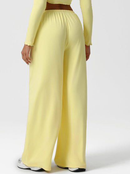 BUYCO Female Drawstring Pocket Solid Color Casual Pants